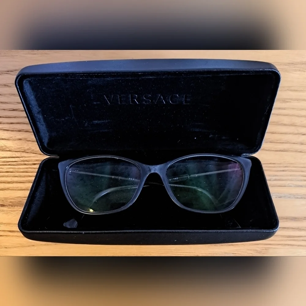 EUC Versace VE3293 Black & Grey Marble Cat Eye Casual Reading Glasses Frames